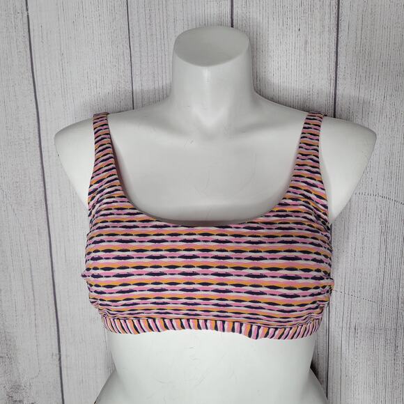 Athleta Marbella Scoop Bikini Set Pink Black Orange Geometric Size XL - Picture 2 of 8